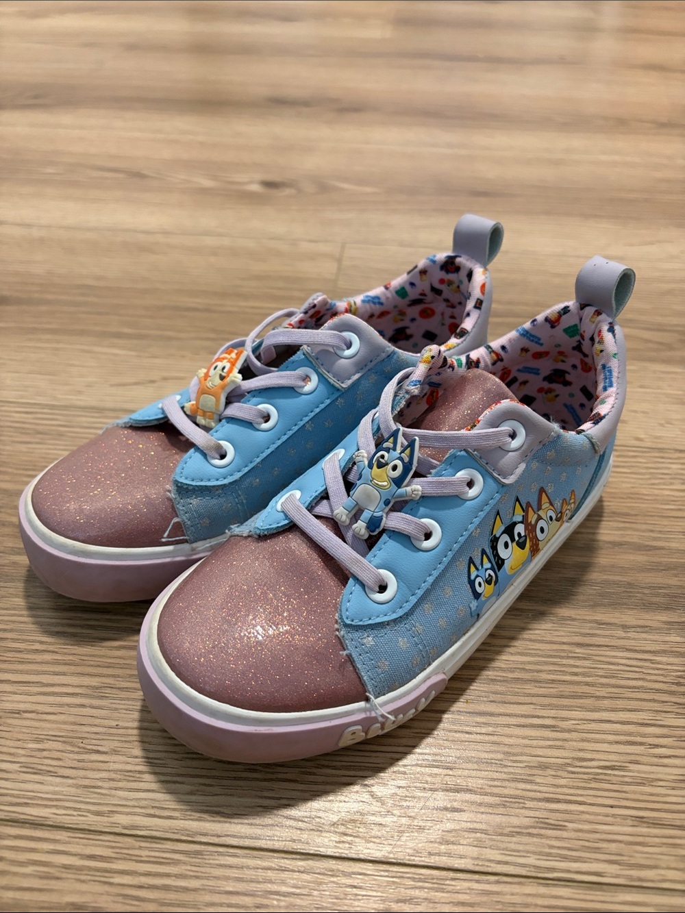 Girls' Bluey Blue & Pink Glitter Low-Top Sneakers